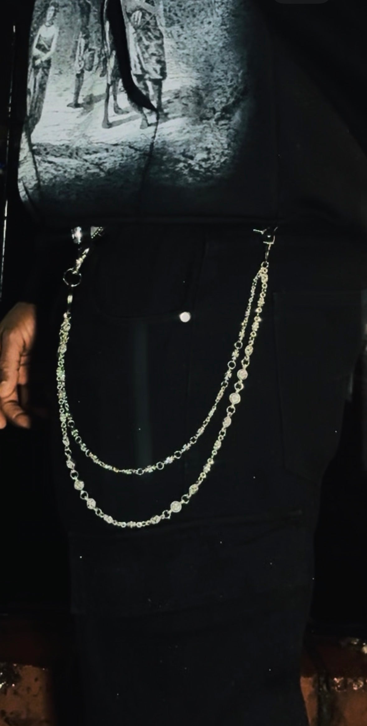 New Silver Cross Pant Chain