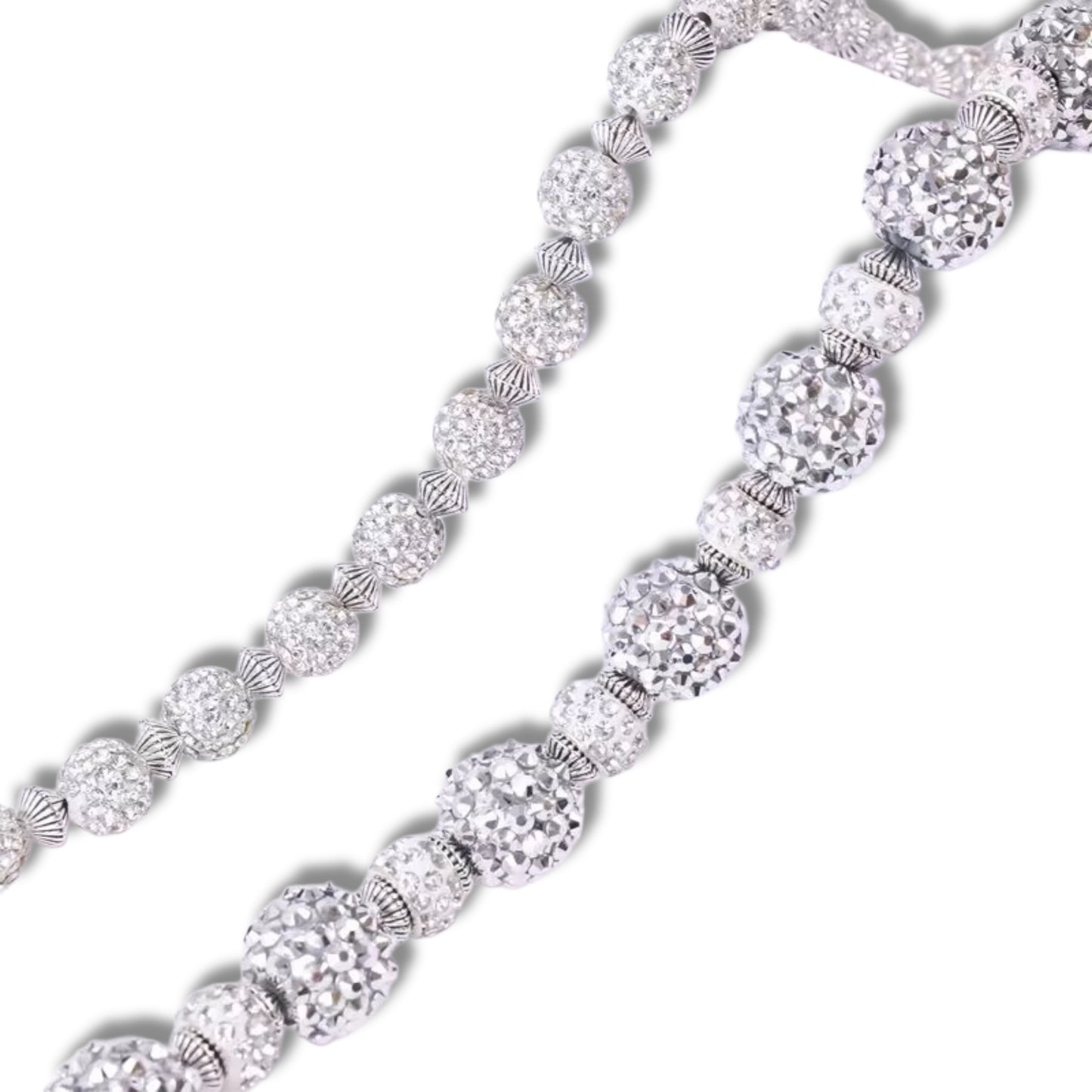 Silver-Grey Beaded Rosary Jean Chain