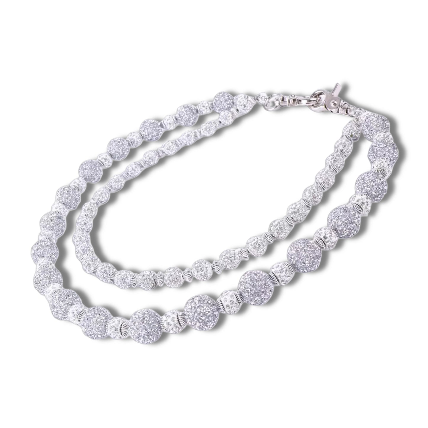 Silver-Grey Beaded Rosary Jean Chain