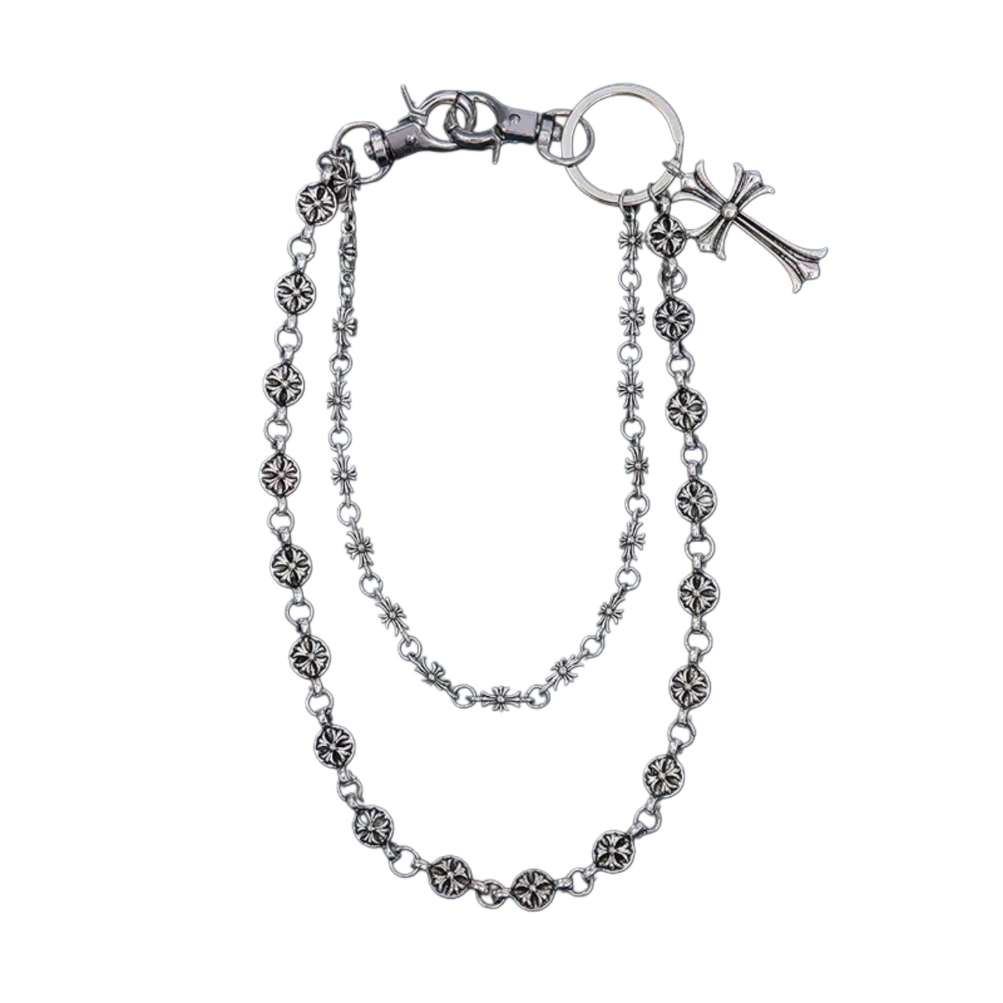 New Silver Cross Pant Chain