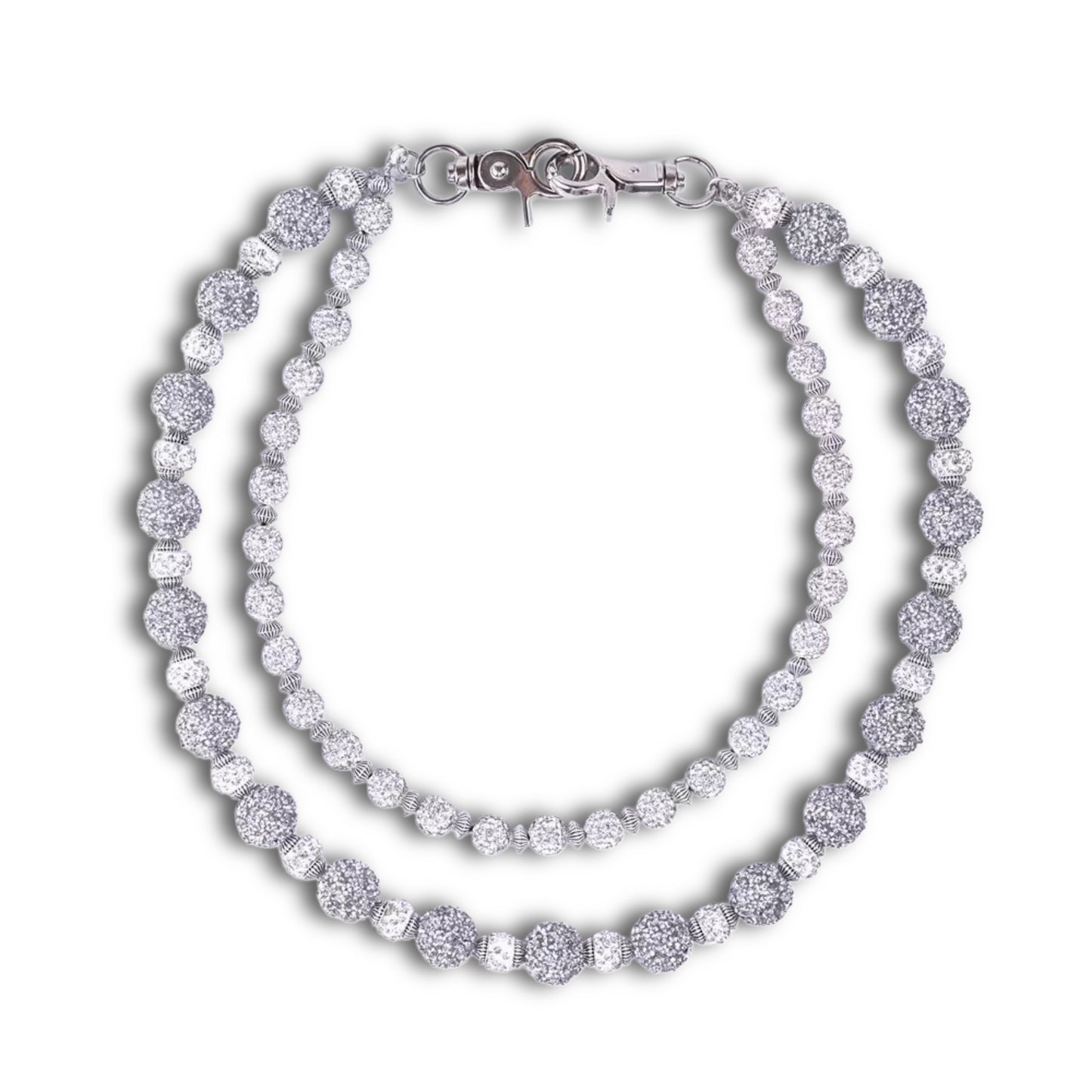 Silver-Grey Beaded Rosary Jean Chain