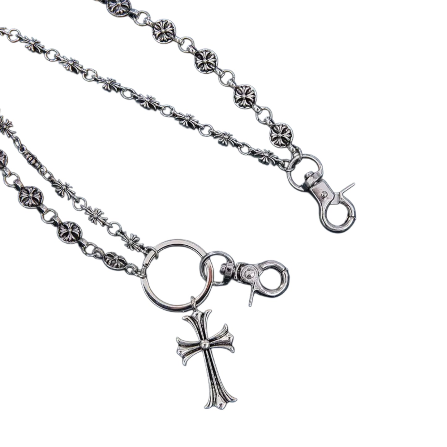 New Silver Cross Pant Chain