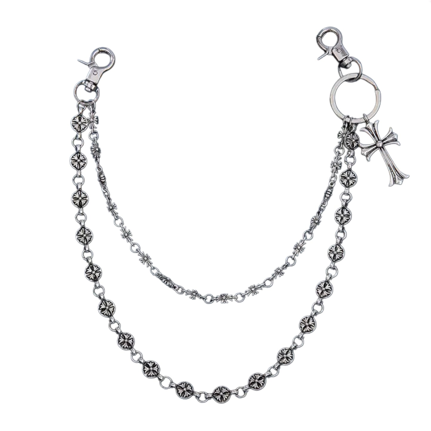New Silver Cross Pant Chain
