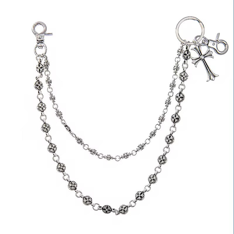New Silver Cross Pant Chain