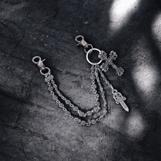 Cross Pant Chain with Lobster Clasp Pendant